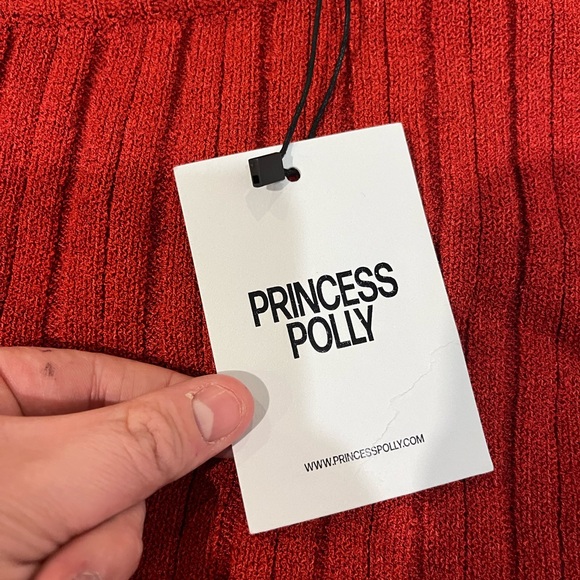 Princess Polly Santorini Red Off the Shoulder Cropped Knit Top - Picture 6 of 8